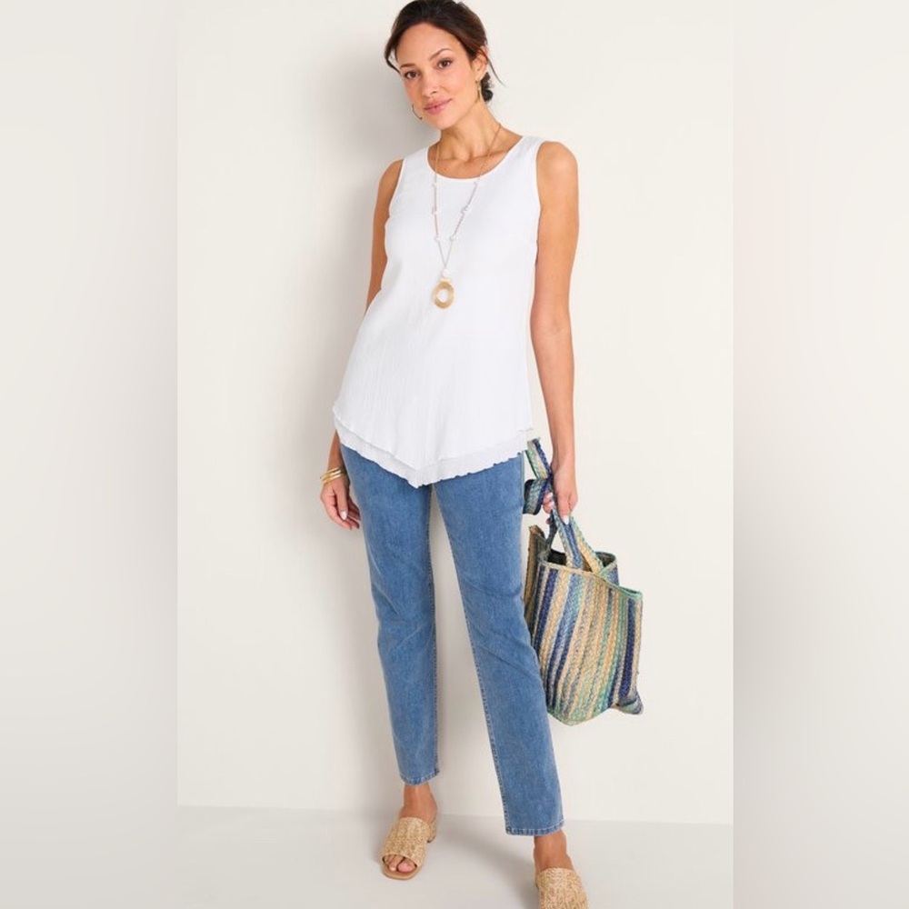 Soft Surroundings Cream Siesta Key Cotton Tank
